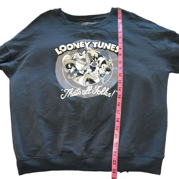 Looney Tunes Graphic Sweatshirt Gray Medium Cozy Soft Bugs Bunny Sylvester - Picture 5 of 7